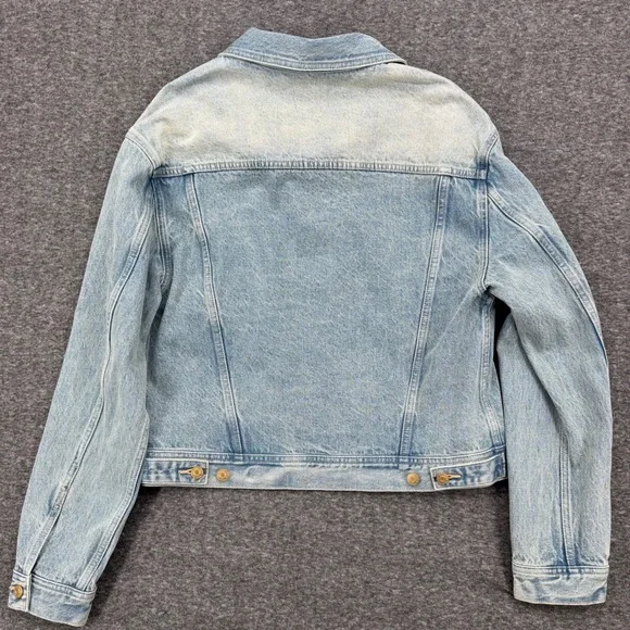 KUT from the Kloth Quinn Button Front Panel Jacket Light Wash Denim  Small - Picture 6 of 6